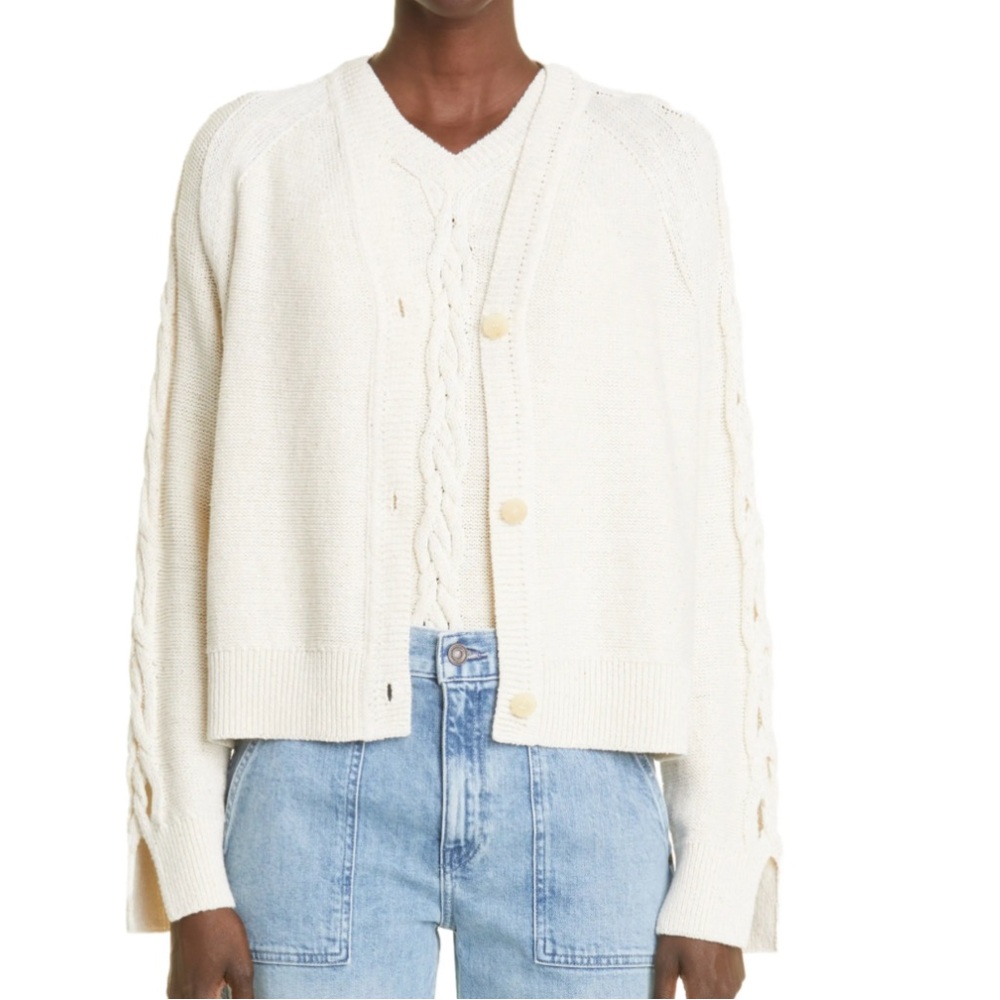 Lafayette Twist Detail Cream Cardigan